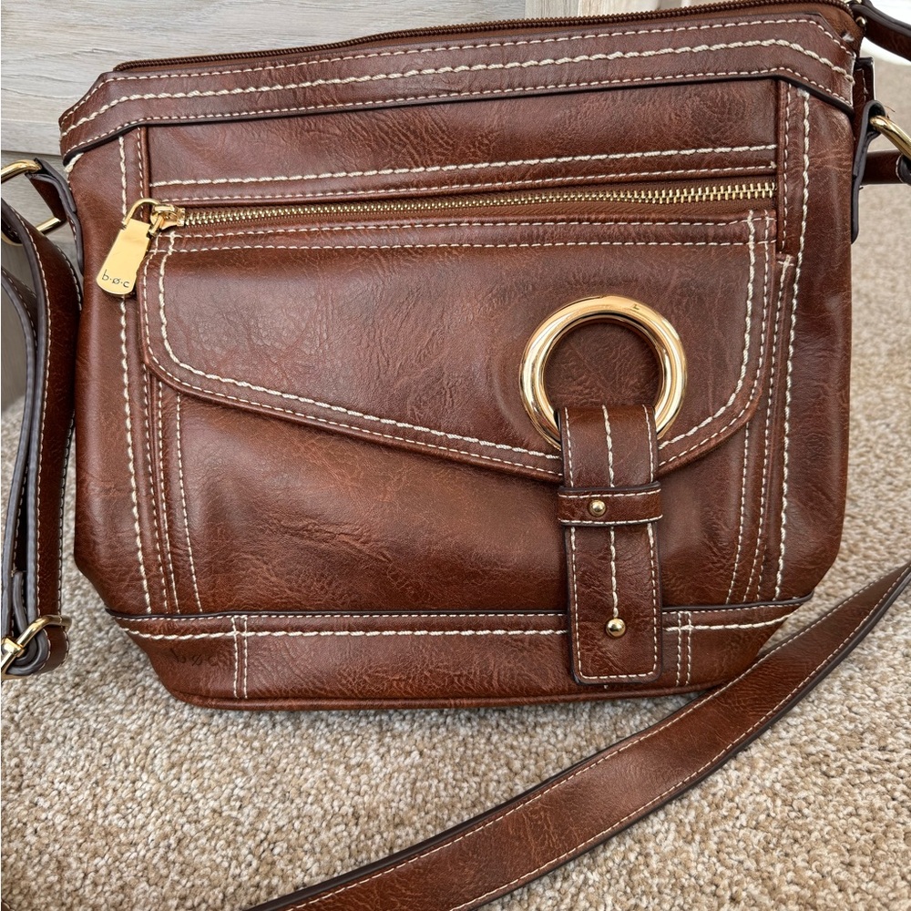 BOC Brown Crossbody Bag with Gold Accents